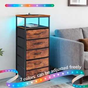 5 Fabric Drawers with LED Light Strip