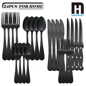 HANSMART 24Pcs Stainless Steel Flatware Set,