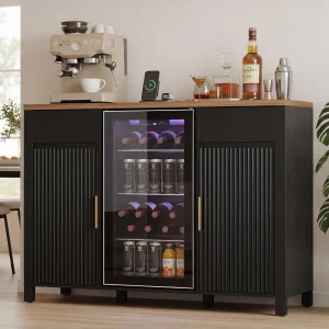 53'' Fluted Cabinet With Mini Fridge Space