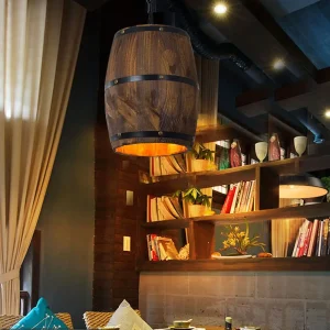 Hanging Vintage Wine Barrel Light