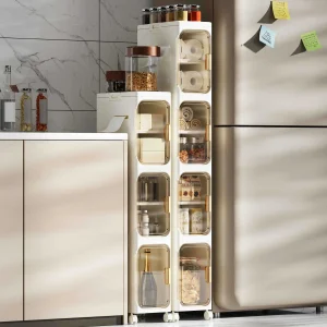 4-Tier Narrow Rolling Storage Cabinet